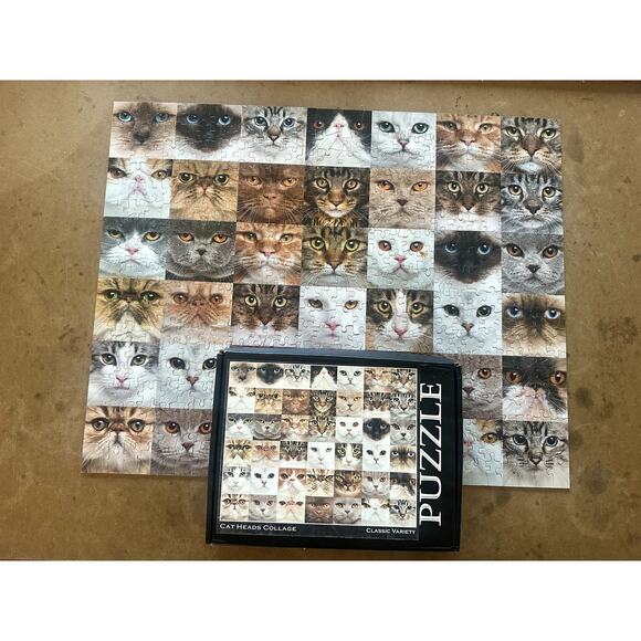 Cat Faces Heads Collage Jigsaw Puzzle 504 Pieces 16x20 - Picture 1 of 8